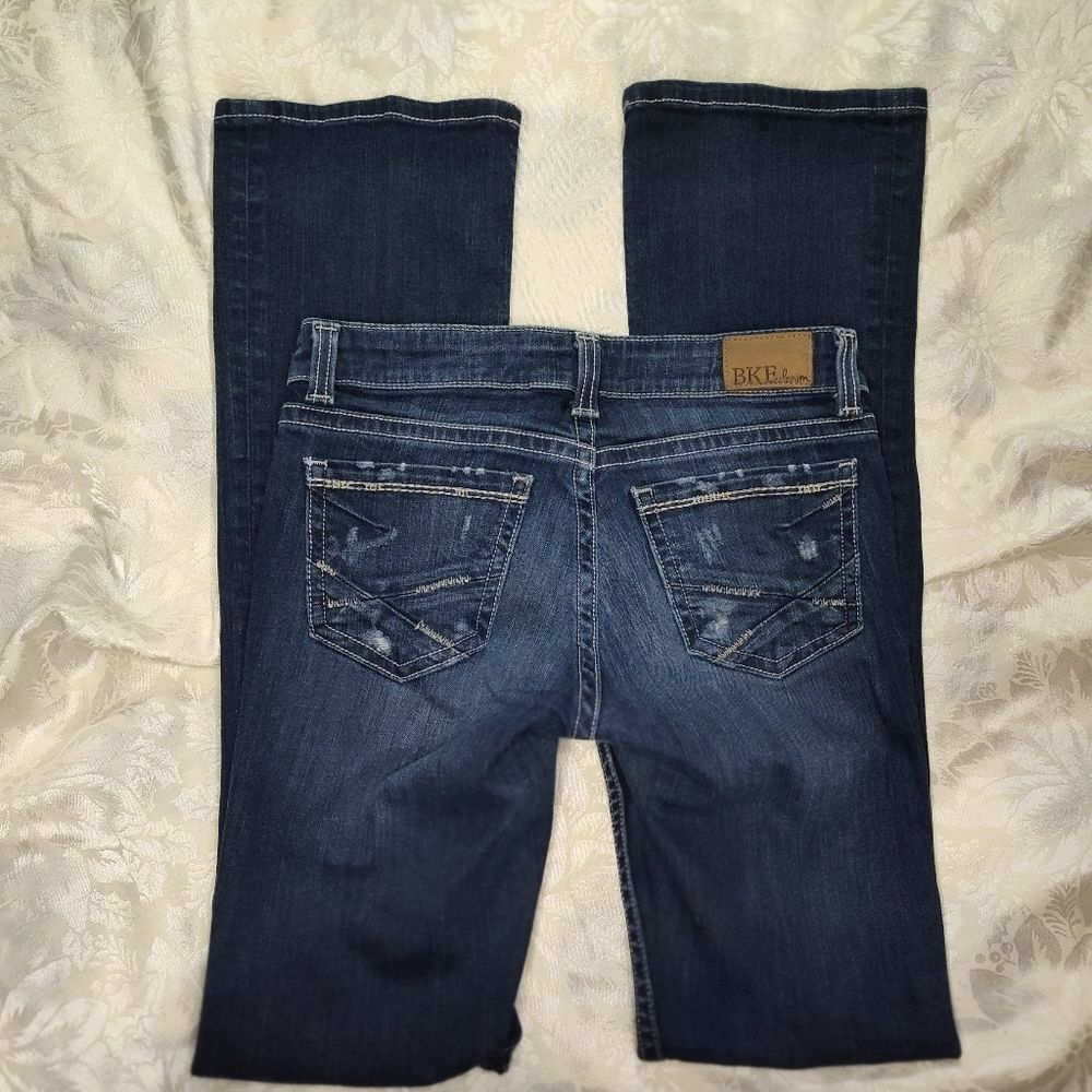 BKE Sabrina Jeans Womens 26XL Blue Darkwash Stretchy Lowrise Bootcut 5 Pocket